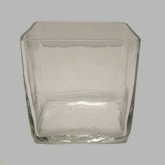 Glazen vierkante bloemenvaas hoogte 11 5 cm