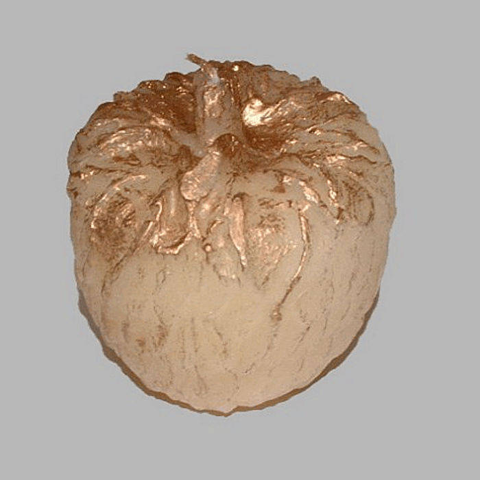 kaars in appel vorm kleur creme goud 7 cm