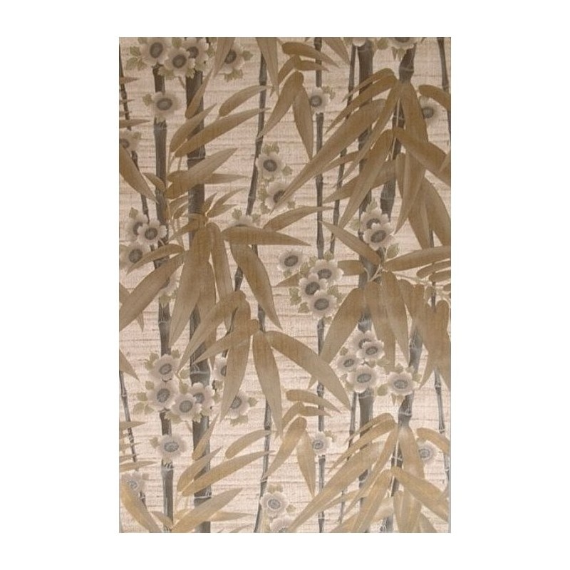 Papier peint rétro vintage – motif botanique bambou et fleurs