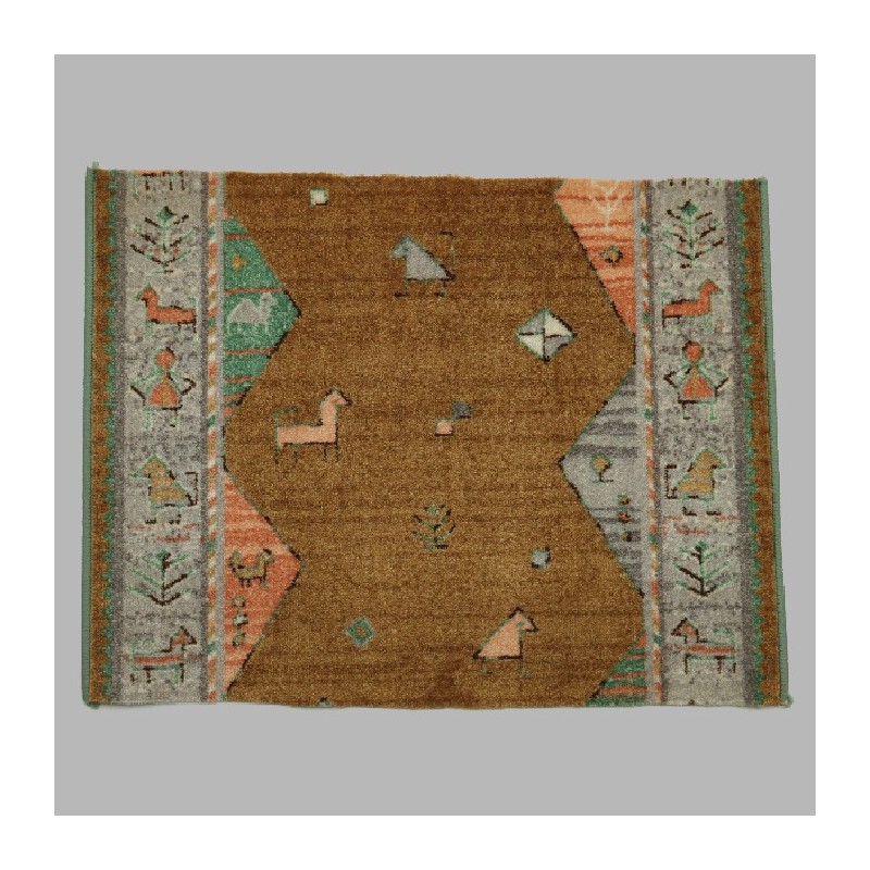 Mat grijs groen bruin met tekening 62 x 79 cm