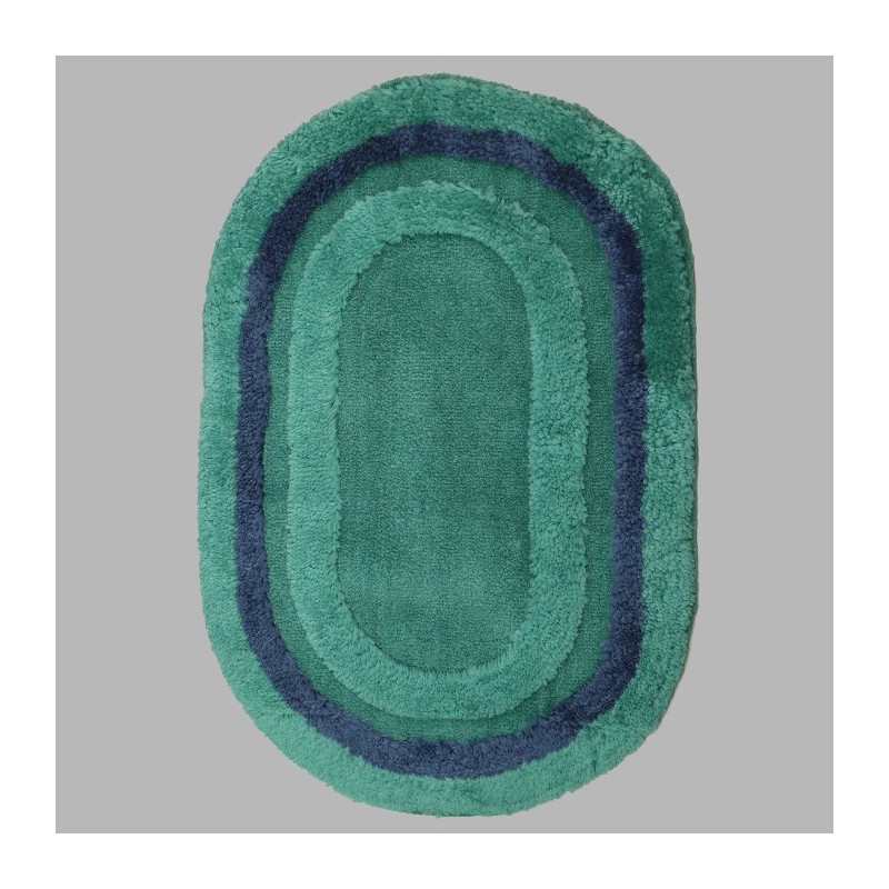 Bath mat green and blue oval 60 x 90 cm