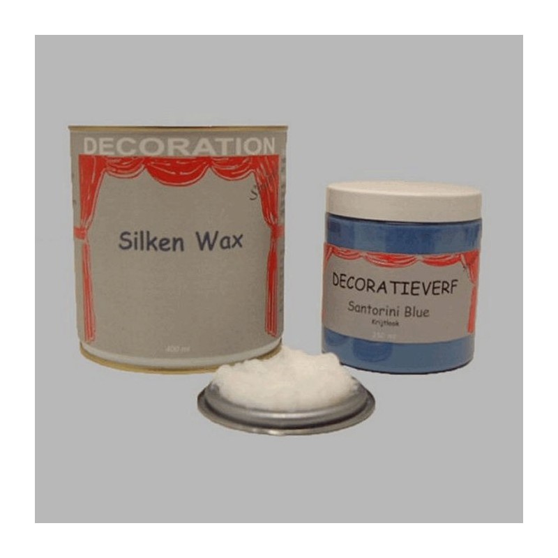 Silken wax (400ml) en krijtverf Santorini Blue(250ml)