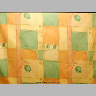 fabric orange green with tulip