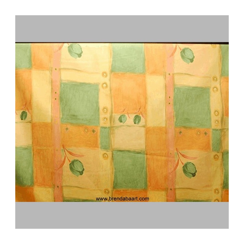 tissu orange verte avec des tulipes tissu orange verte avec des tulipes