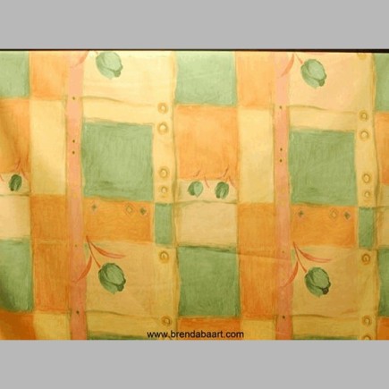 fabric orange green with tulip