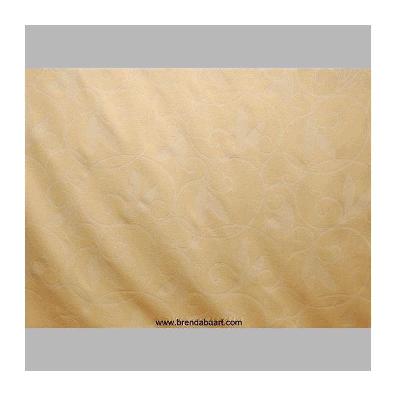 stof jacquard met krul en blad kleur vanille