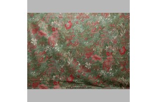 bordeau fabric with green flowers