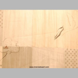 Gris beige tissu floral