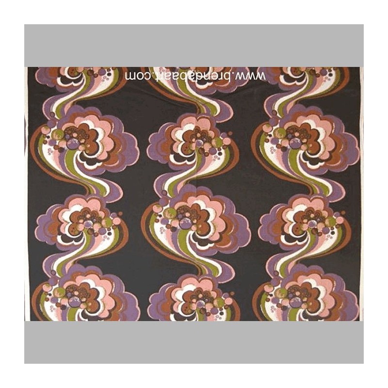 Retro fabric design black with pink flower
