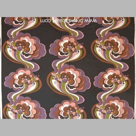 Retro fabric design black with pink flower