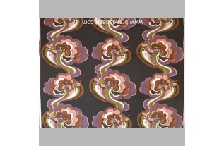 Retro stof design zwart met roze bloem