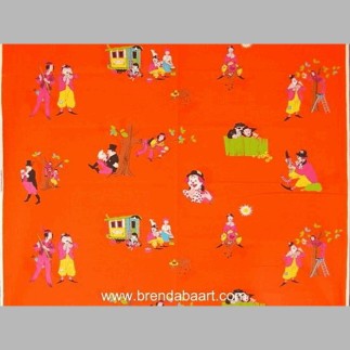 Retro fabric design Orange Pipo de clown