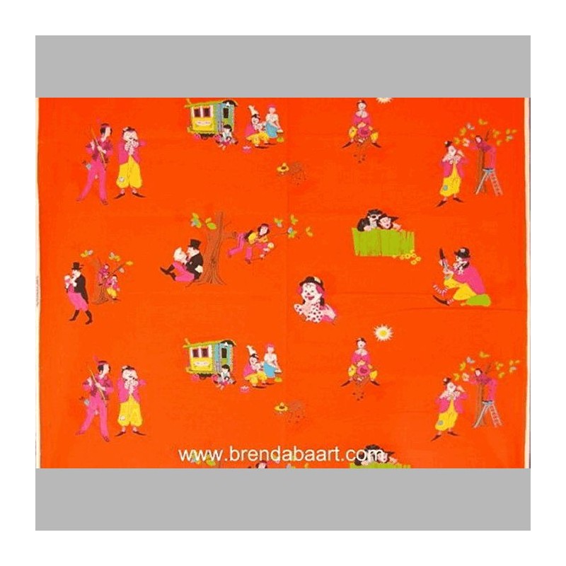 Retro fabric design Orange Pipo de clown