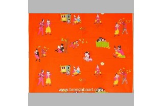 Retro fabric design Orange Pipo de clown