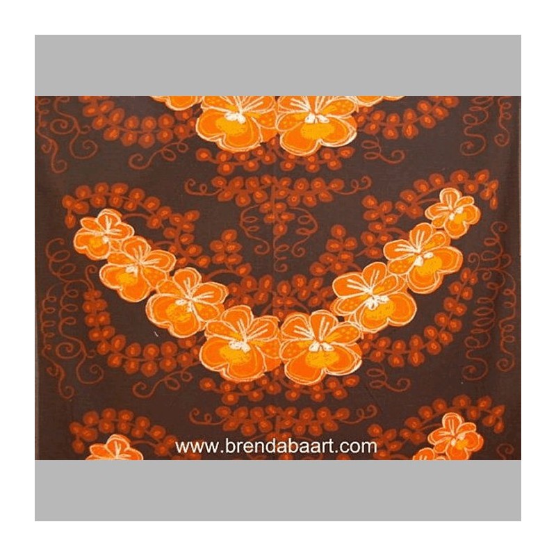 tissus rétro design fleurs orange avec brun