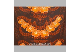 Retro fabric design orange flowers with Brown