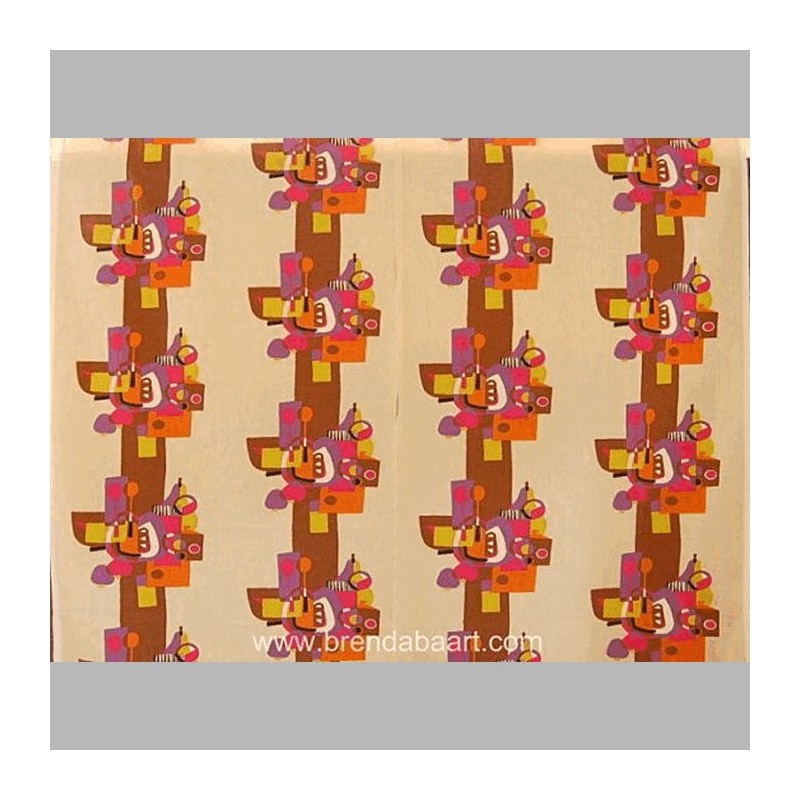 Retro fabric design cutlery and crockery