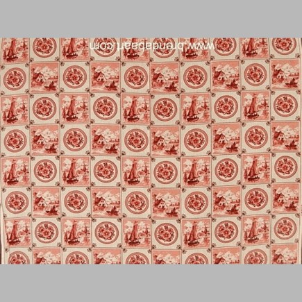 Retro fabric design Dutch tile rose