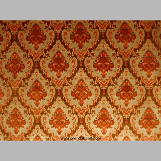 Tissus rétro coupon classique médaillon Orange et brun 143 x 135 cm