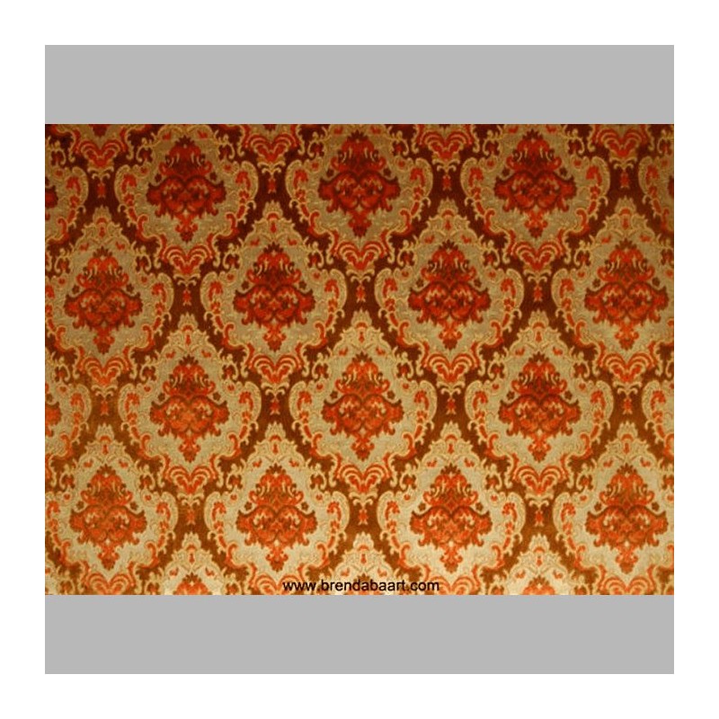 Retro fabric design coupon Medallion Orange and Brown 143 x 135 cm