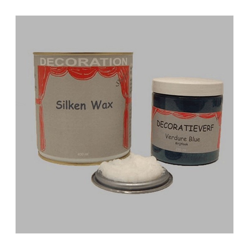 Cire de soie 400ml et peinture craie Verdure Blue 250ml Cire de soie 400ml et peinture craie Verdure Blue 250ml