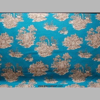 Toile de Jouy couleur bleue hauteur 280 cm