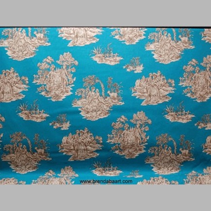 stof toile de jouy kleur blauw hoogte 280 cm