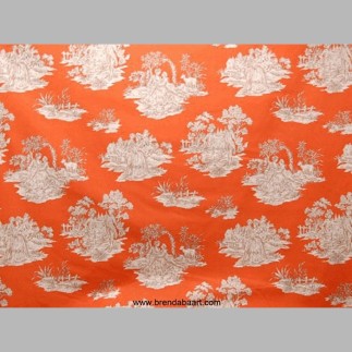 Toile de Jouy couleur orange hauteur 280 cm