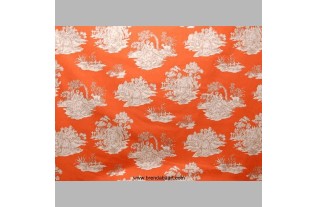 stof toile de jouy kleur oranje hoogte 280 cm
