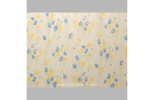 Cotton fabric design yellow and blue tulips