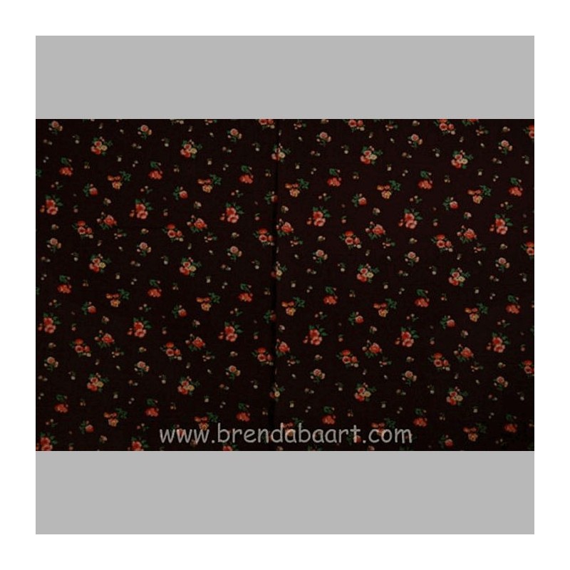 Tissu marron avec petite fleur orange Tissu marron avec petite fleur orange