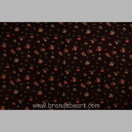 Tissu marron avec petite fleur orange