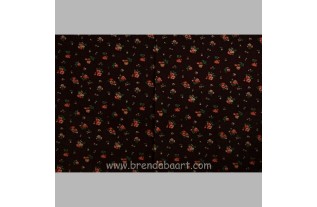 Tissu marron avec petite fleur orange