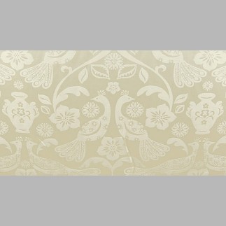 tissus pour rideaux Old White damast oiseau largeur 140 cm