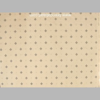 Stof ecru met blauwe franse lelie breedte 270 cm