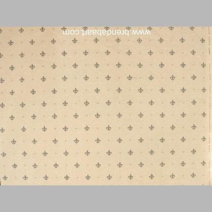 Stof ecru met blauwe franse lelie breedte 270 cm