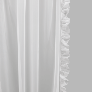 voilage de bonne femme uni avec ruché coleur blanc largeur 90 cm