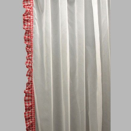 voilage de bonne femme blanc avec joncs au motif vichy largeur 110 cm