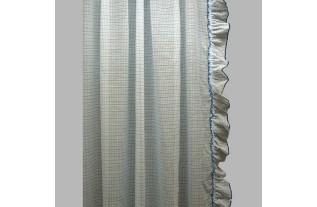 bonne femme sheer fabric plaid with ruffles color blue width 100 cm