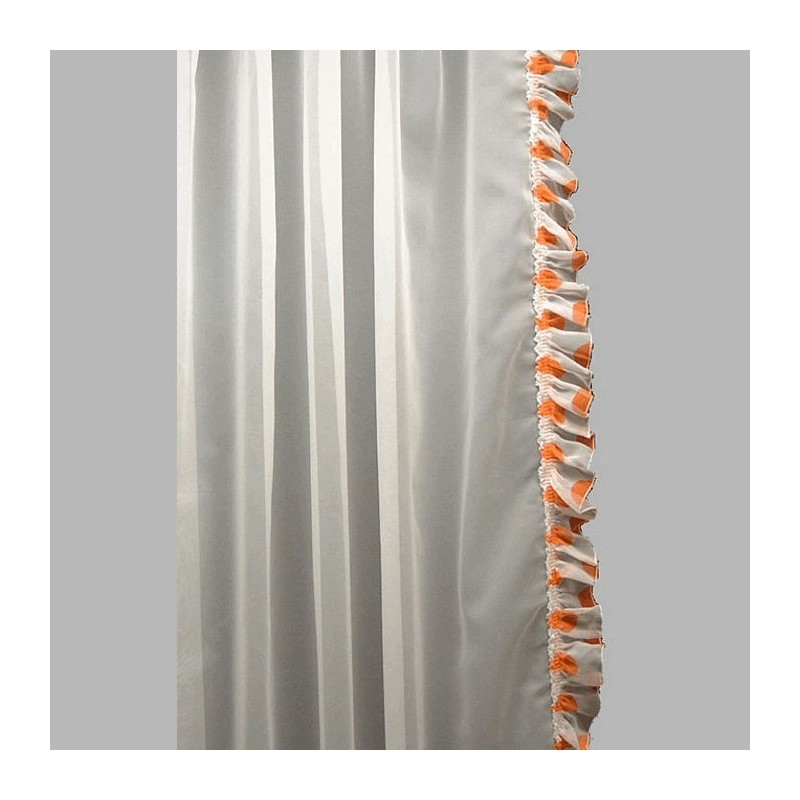 voilage de bonne femme blanc avec joncs boules orange largeur 115 cm voilage de bonne femme blanc avec joncs boules orange largeur 115 cm