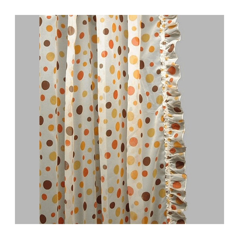 voilage de bonne femme motif à pois avec rushes largeur 115 cm