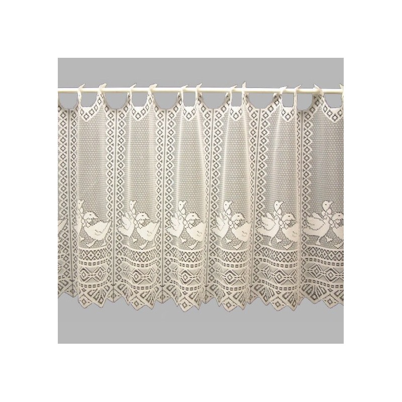 Vitrage met eendjes met streep