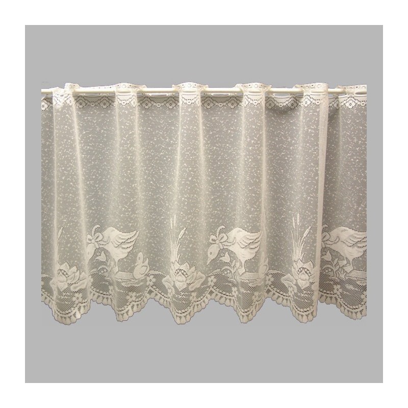 voilage Jacquard avec canards et nénuphars