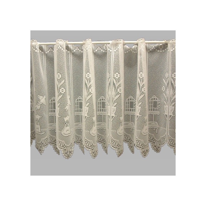 sheer fabric Jacquard with cat and bird cage 30 - 60 en 90 cm height sheer fabric Jacquard with cat and bird cage 30 - 60 en 90 cm height