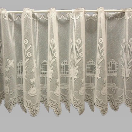 sheer fabric Jacquard with cat and bird cage 30 - 60 en 90 cm height