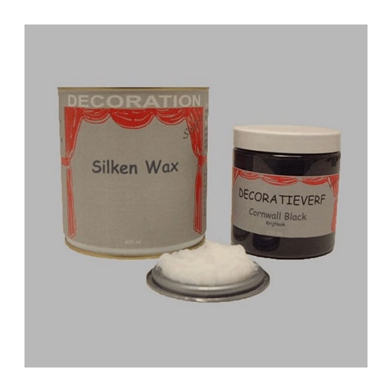 Silken wax (400ml) en krijtverf Cornwall Black(250ml) Silken wax (400ml) en krijtverf Cornwall Black(250ml)