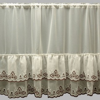 Drape of white voile rushes and brown embroidery, height 80 cm