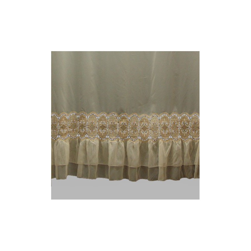 voile écru transparent avec dentelle et cantonnière hauteur 105 cm