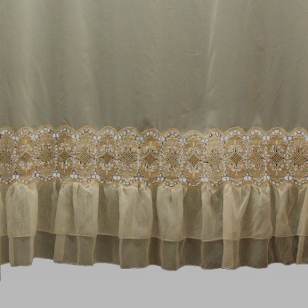 voile écru transparent avec dentelle et cantonnière hauteur 105 cm