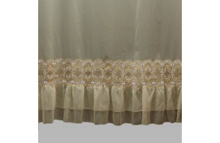voile écru transparent avec dentelle et cantonnière hauteur 105 cm